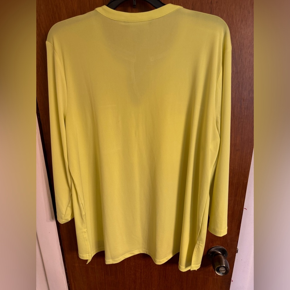 EUC women’s size XL fluorescent yellow 3/4 sleeve tunic by Ellen Tracy - Picture 2 of 13